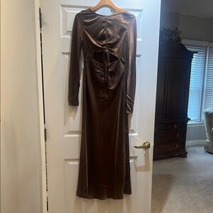 Elegant Brown Long Sleeve Dress